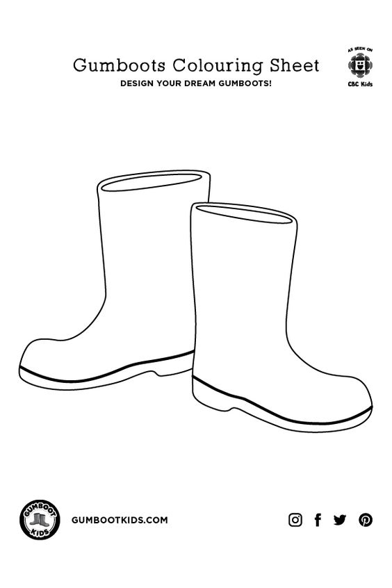 Gumboots coloring sheet