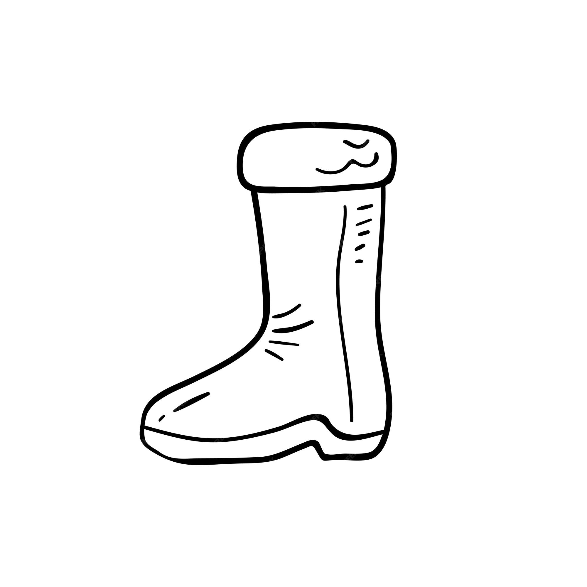 Premium vector rubber boot line icon wellington rain boots vector sketch illustration rain boot outline icon hand drawn rubber boots doodle drawing illustration