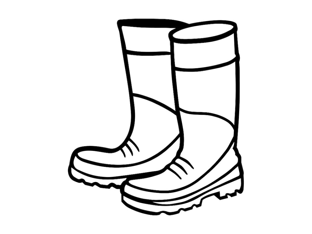 Rain boots outline svg rubber boots svg rain boots clipart rain boots files for cricut rain boots cut files for silhouette png dxf instant download