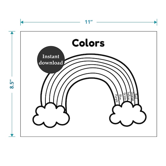 Rainbow coloring page for preschool kids learning the colors activity