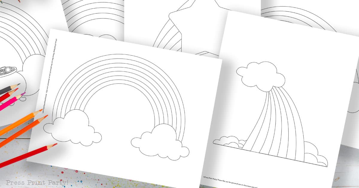 Free rainbow coloring page templates