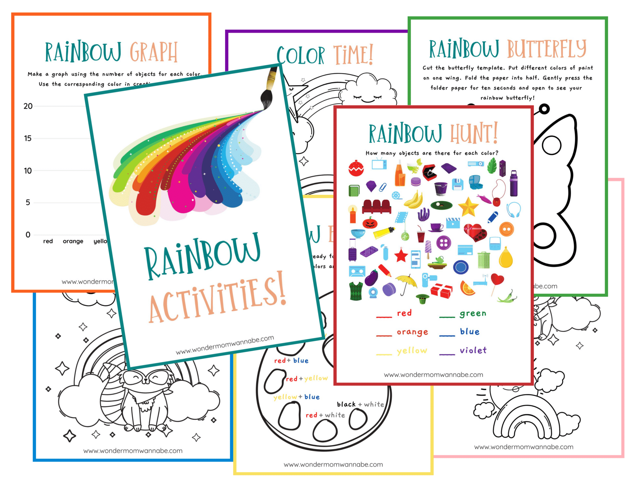 Free printable rainbow worksheets and coloring pages