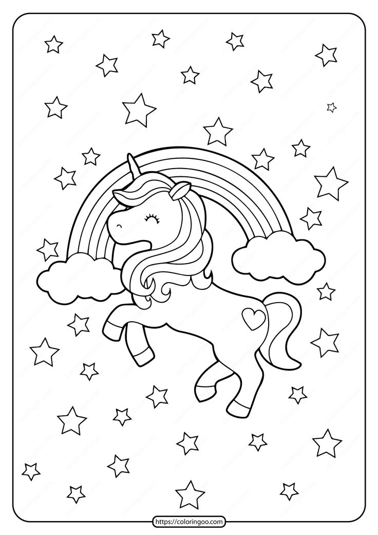 Printable unicorn rainbow and stars coloring page star coloring pages kids printable coloring pages unicorn coloring pages