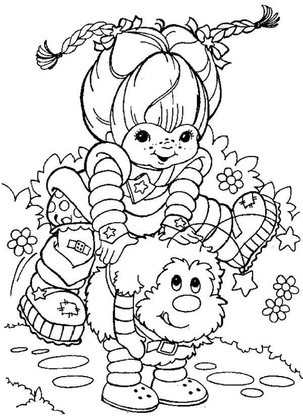 Rainbow brite playing with twink coloring page color luna