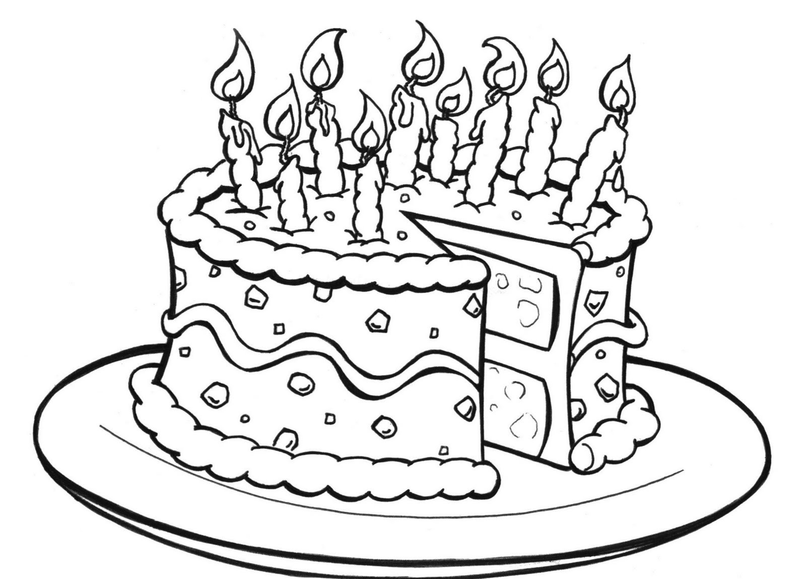 Free printable birthday cake coloring pages for kids