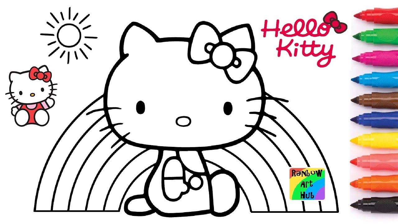 Hello kitty rainbow coloring page video