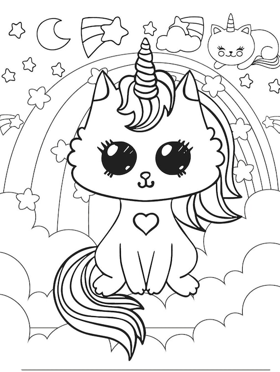 Cool and fun caticorn coloring pages to print and color