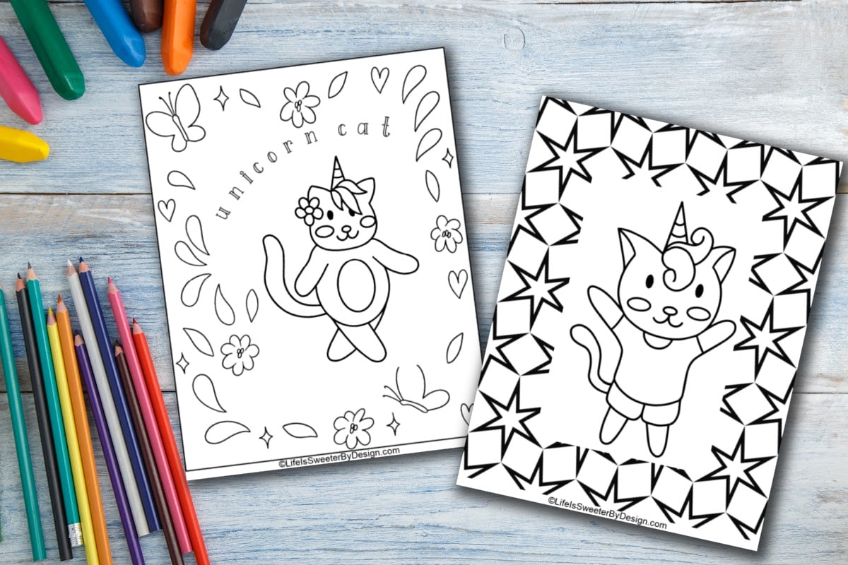 Unicorn cat coloring pages