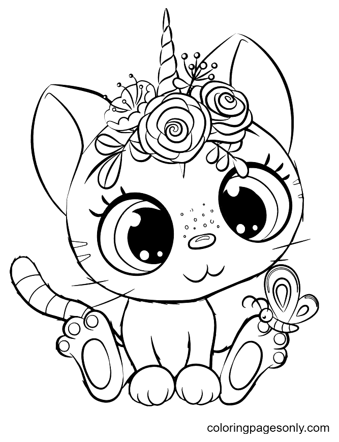 Unicorn cat coloring pages printable for free download