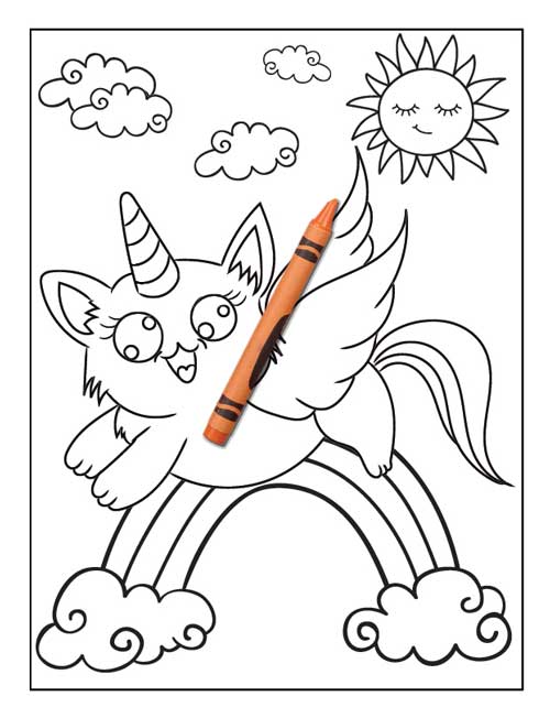 Cute caticorn coloring book for kids ages