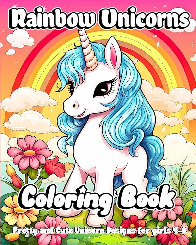 Rainbow unicorns coloring book pretty and cute unicorn designs for girls
