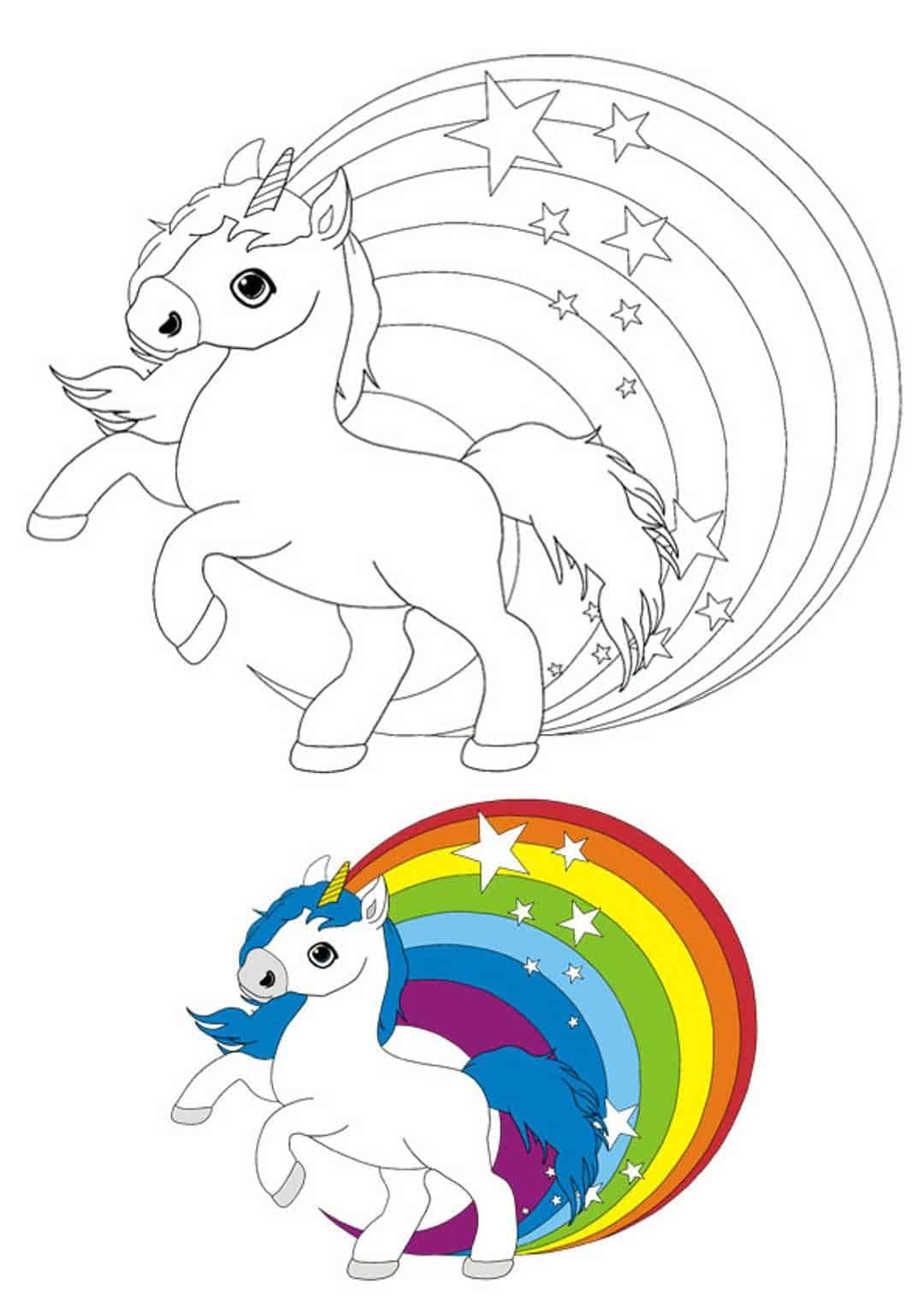 Unicorn rainbow coloring pages