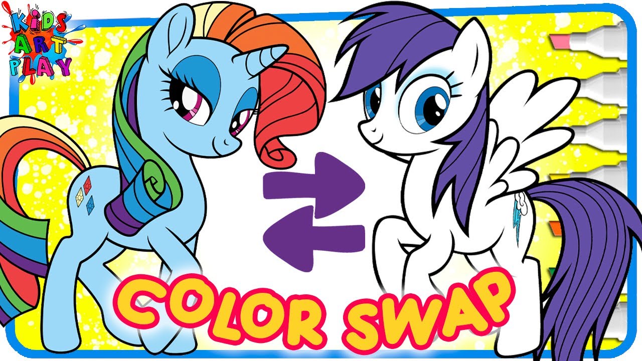 Mlp my little pony rarity and rainbow dash color swap coloring book page