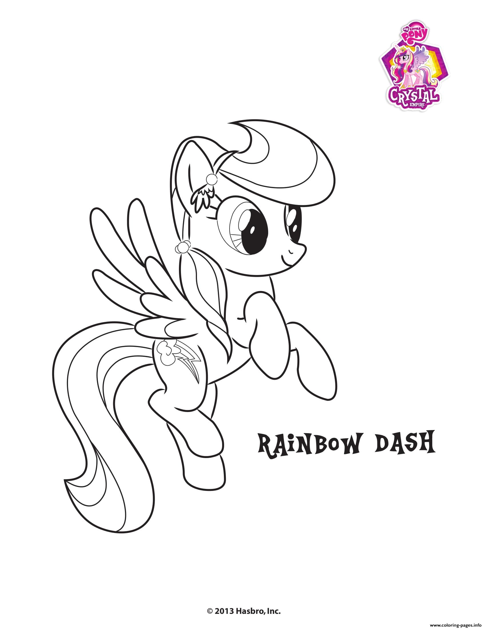 Rainbow dash crystal empire my little pony coloring page printable