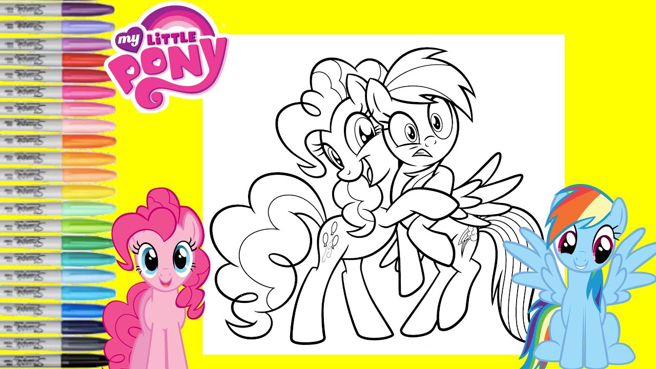 My little pony coloring book page pinkie pie hugs rainbow dash mlp coloring