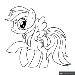 Rainbow dash coloring page easy drawing guides