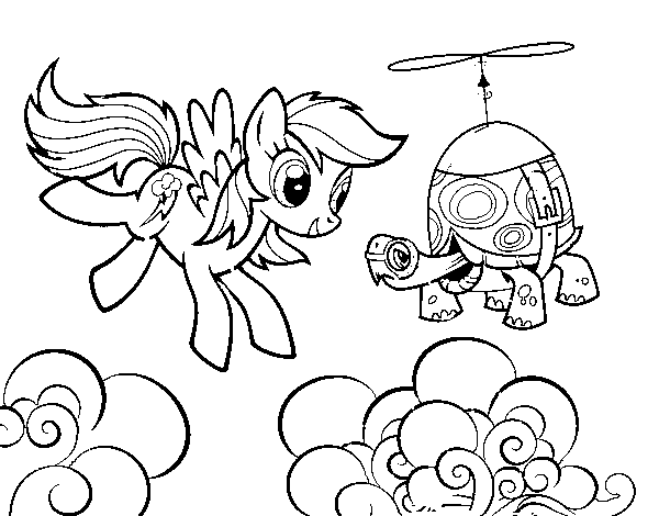 Rainbow dash and tank turtle coloring page