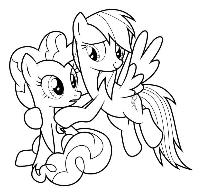 Pinkie pie and rainbow dash coloring page