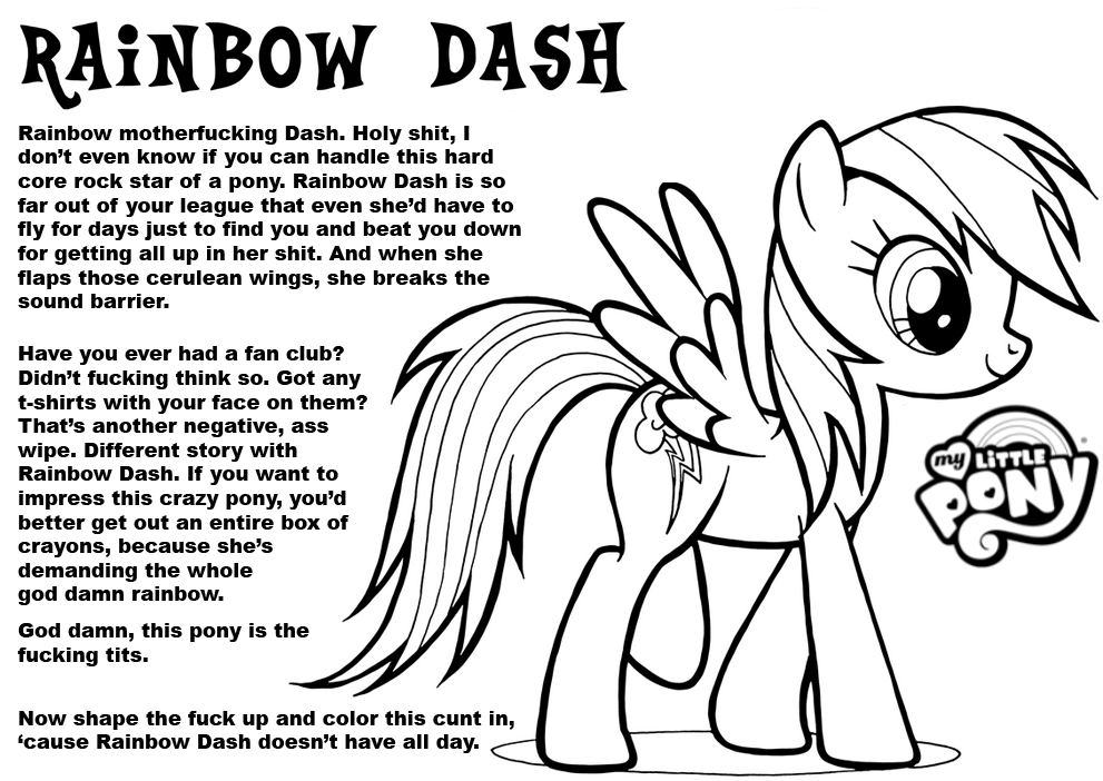 Rainbow dashs coloring book page now all we need is rarity whos up for the challenge rmylittlepony