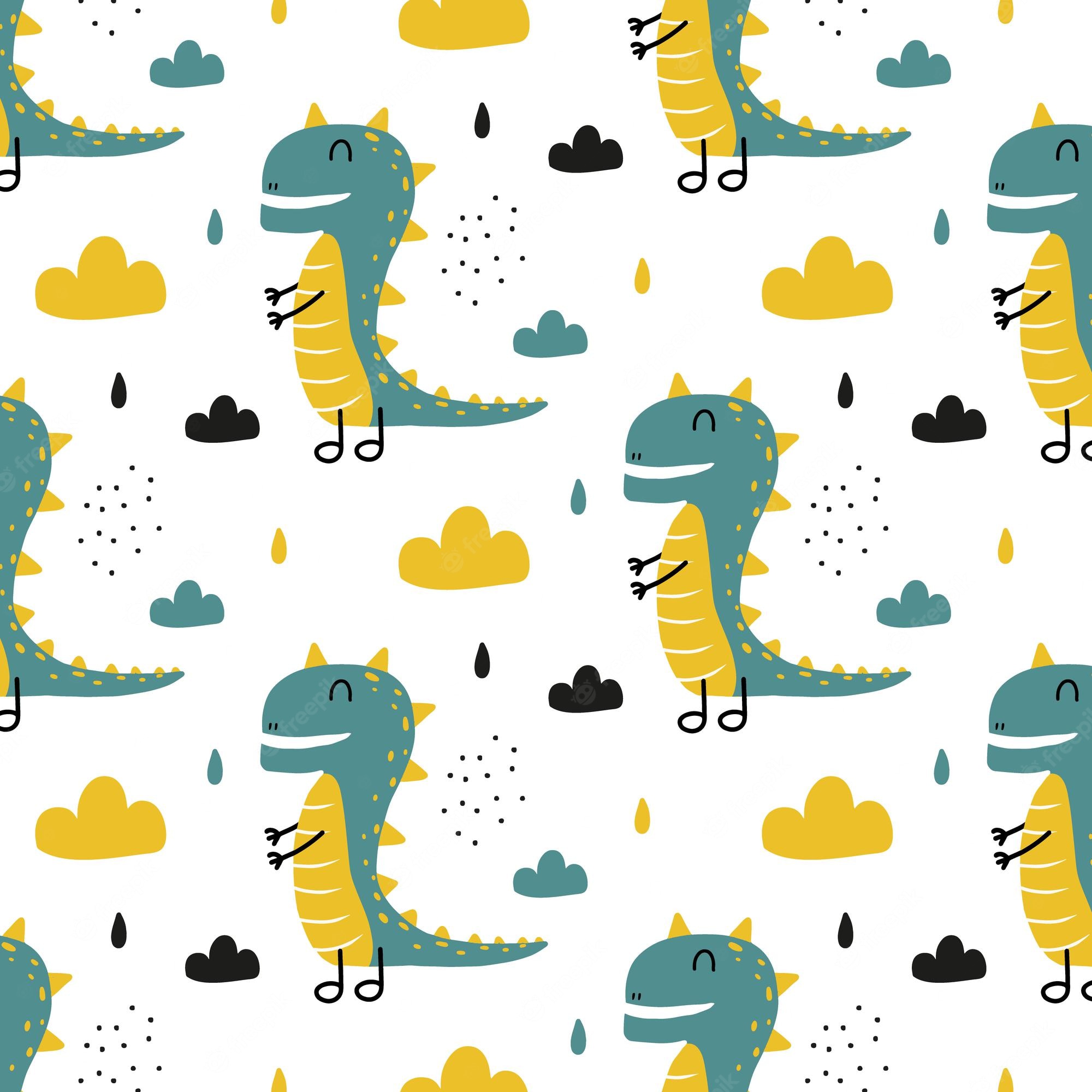 Cute Dinosaur Unicorn Seamless Pattern Cartoon Drawing With Pastel Colors  Background. Backgrounds