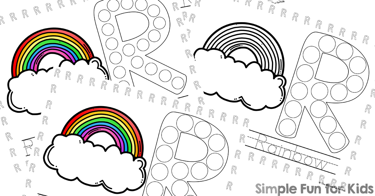 R is for rainbow dot marker coloring pages