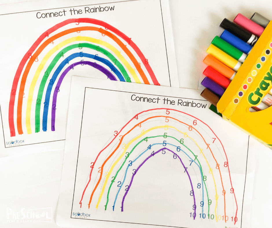 Ð printable rainbow connect the dots preschool number activity