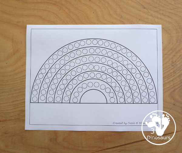 Free rainbow fine motor mat printables dinosaurs