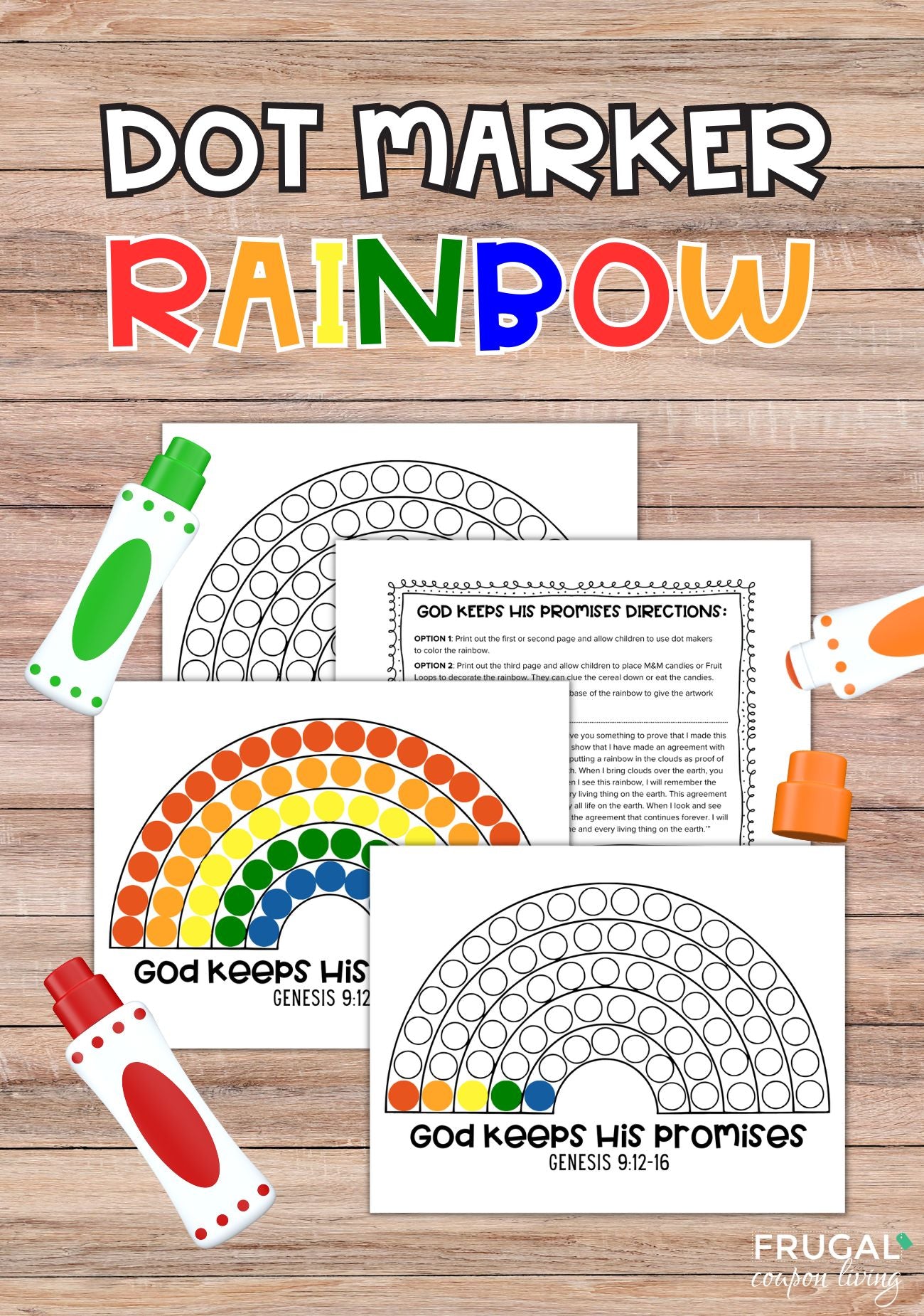 Gods promises rainbow dot marker activity for sunday school â frugal coupon living