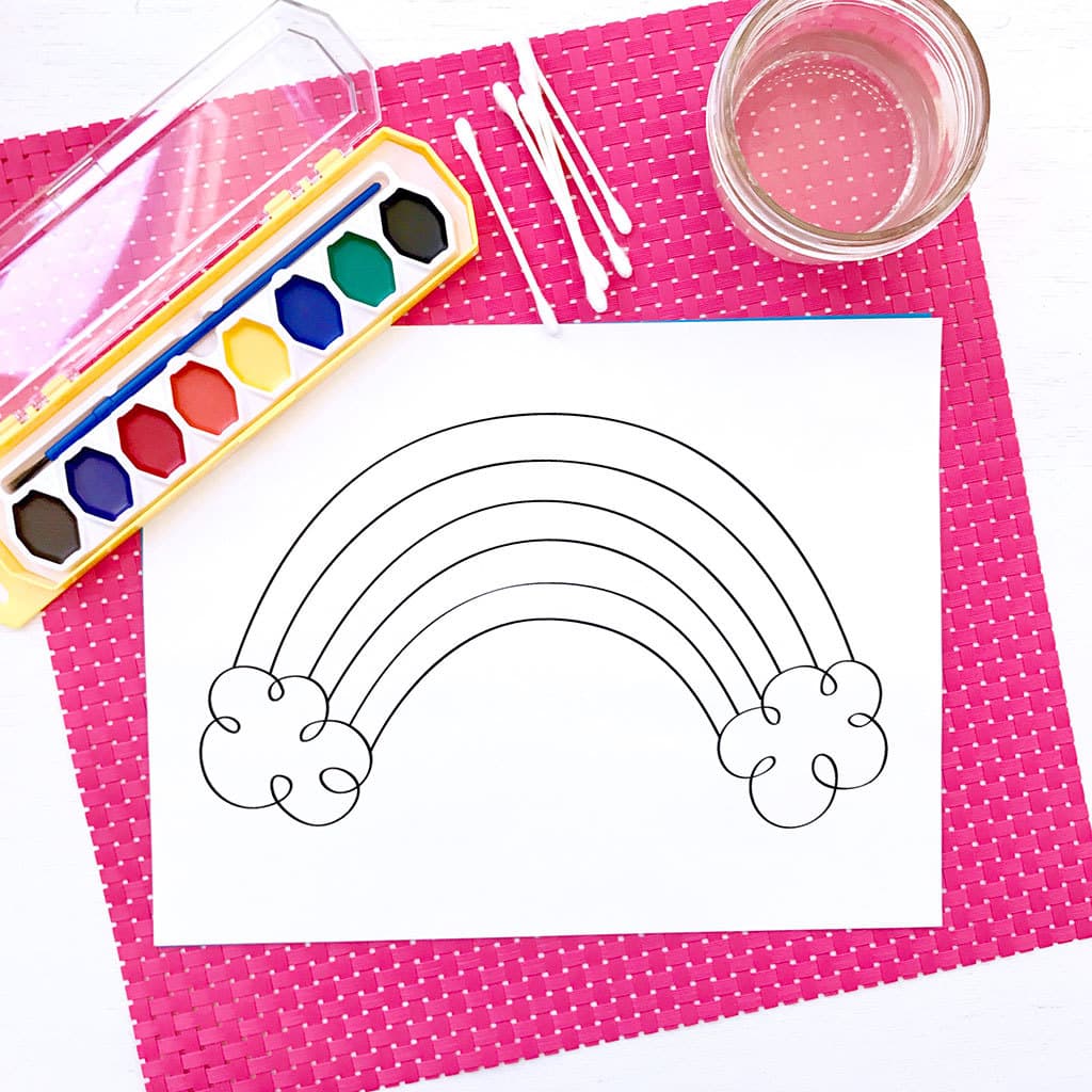 Rainbow coloring page to print