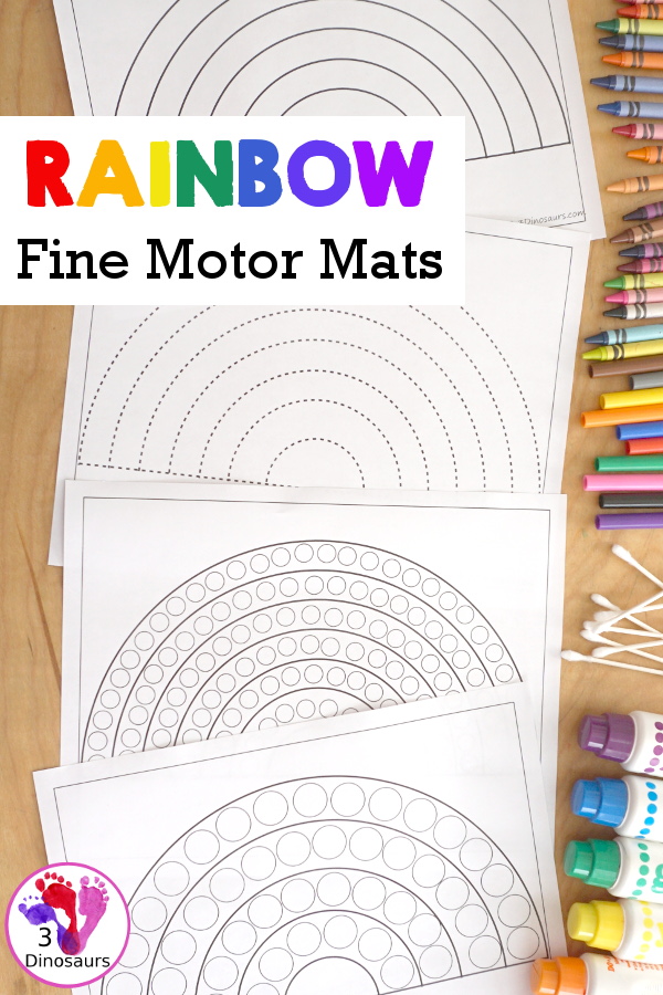 Free rainbow fine motor mat printables dinosaurs