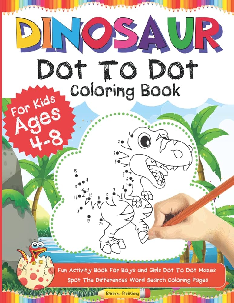 Dinosaur dot to dot coloring book for kids ages