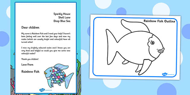 Rainbow fish art lesson free louring sheets teacher made