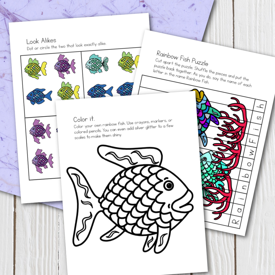 Rainbow fish book printables homeschool preschool