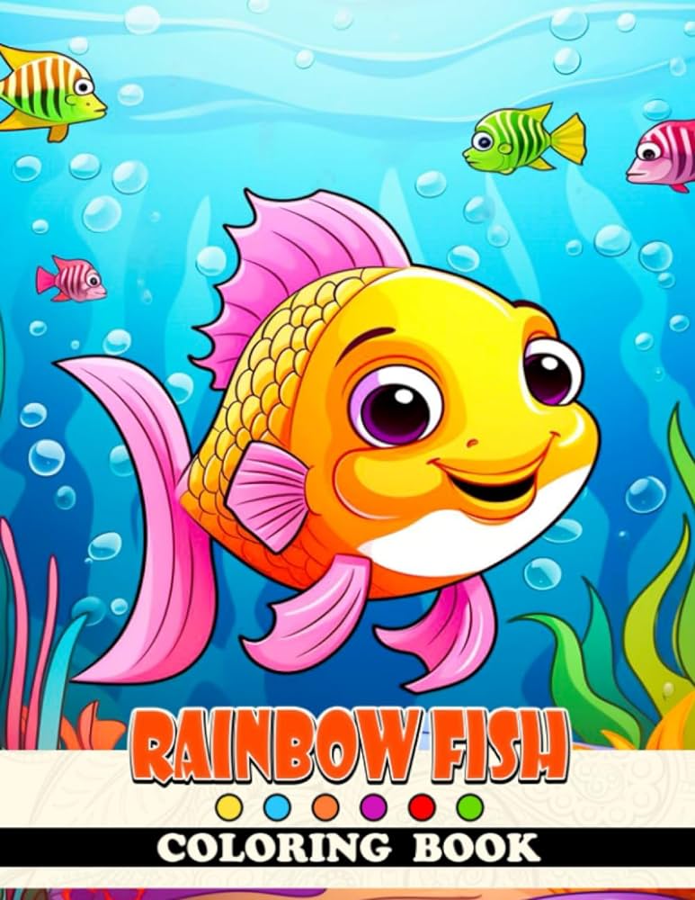 Rainbow fish coloring book fun and easy coloring pages in cute style for all ages to relax and unwind pittman zayn books