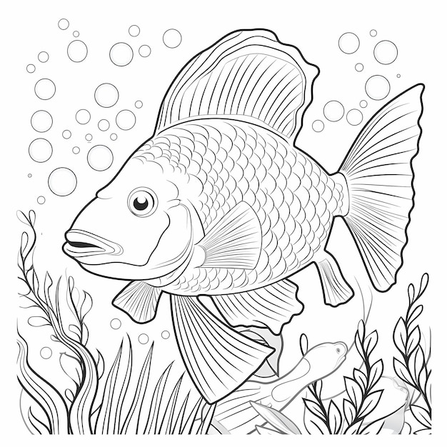 Premium ai image coloring page for kids a rainbow fish cartoon style thick lines