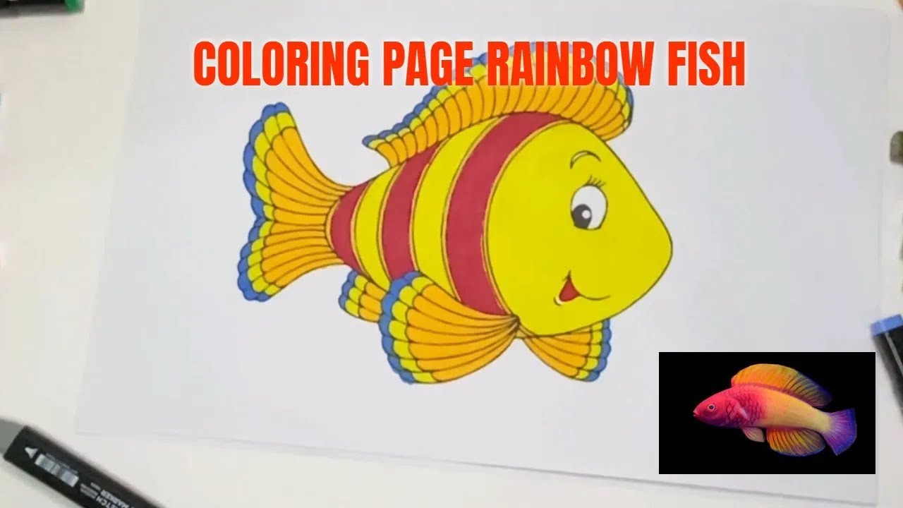 Coloring page rainbow fish coloring for relaxation