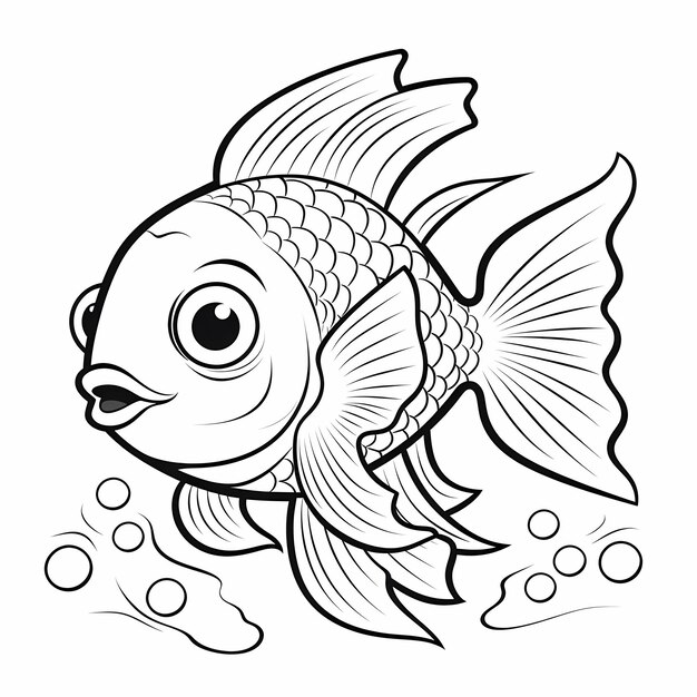 Premium ai image coloring page for kids a rainbow fish cartoon style thick lines