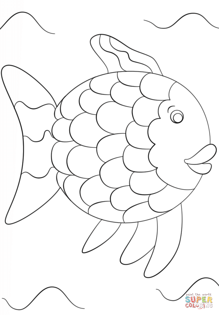 Rainbow fish template coloring page free printable coloring pages