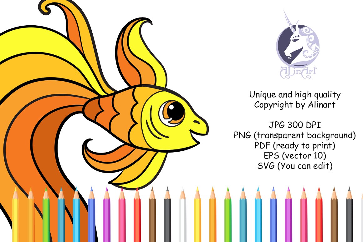 Cute fish coloring page for kids