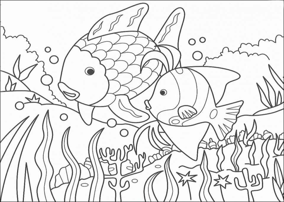 Free printable rainbow fish coloring pages