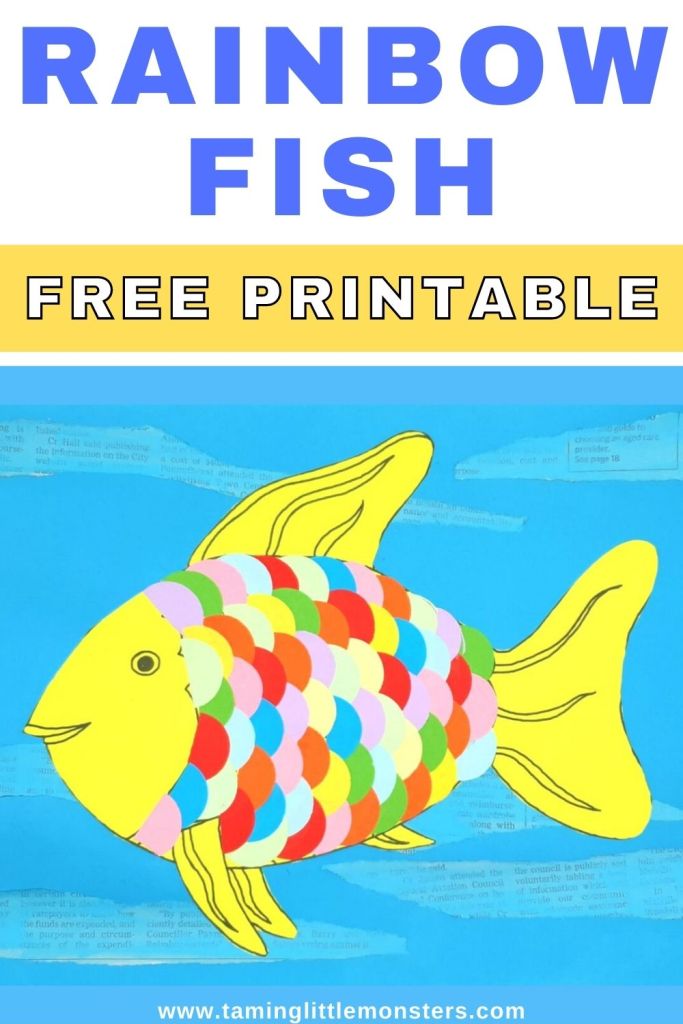 Free rainbow fish printable template for kids