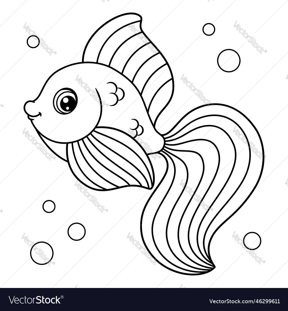 Rainbow fish coloring page royalty free vector image