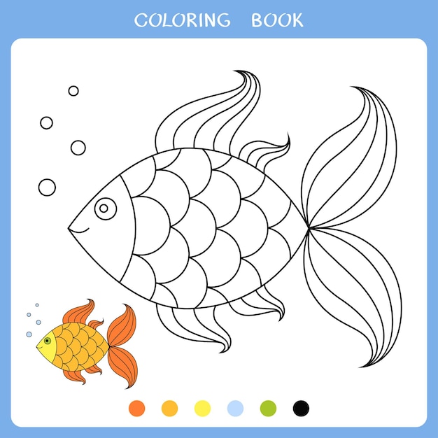 Premium vector vector illustration of sute golden fish for coloring book