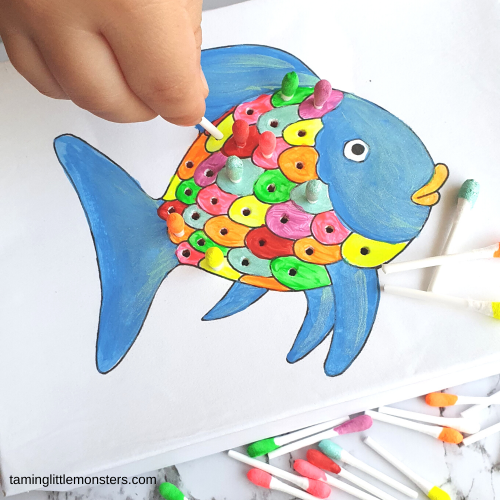 Free rainbow fish printable template for kids