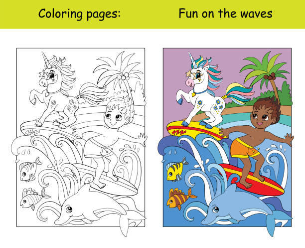 Rainbow fish coloring stock illustrations royalty