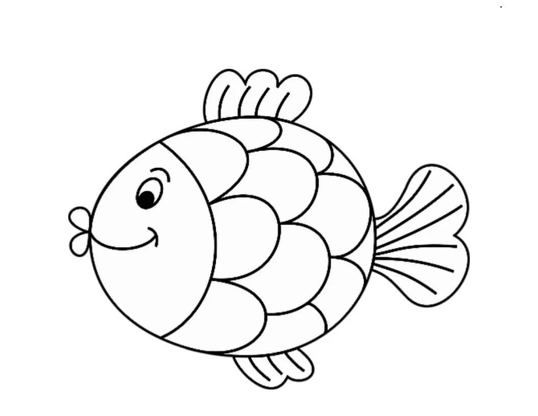 Funny rainbow fish coloring page