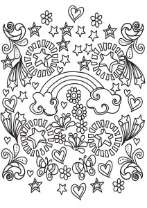 Rainbow coloring pages for adults kids