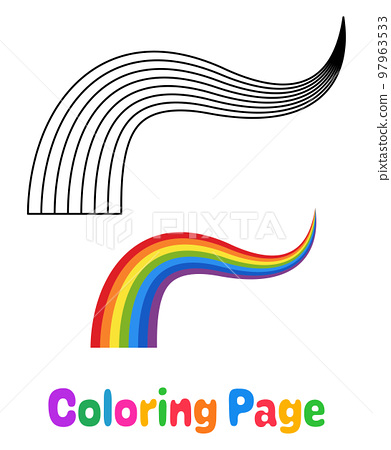 Coloring page with rainbow for kids