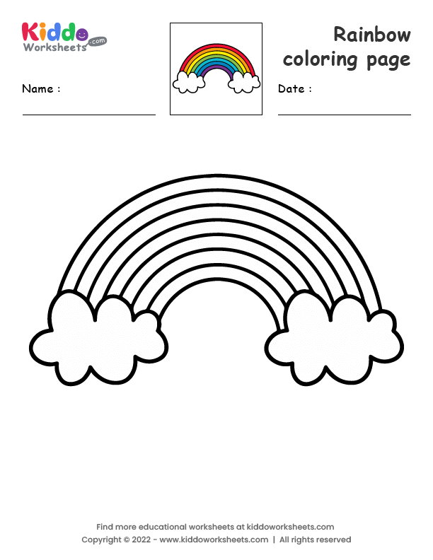 Free printable rainbow coloring page worksheet