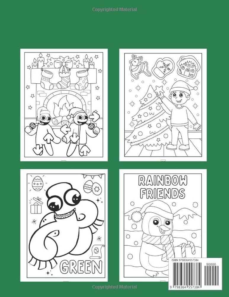 Rainbow friends christmas coloring book rainbow friends coloring book for kids all ages adults coloring book for boys gift for girls christmas birthday green rainbow friends rainbow friends books